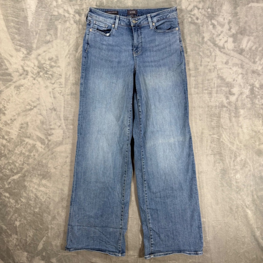 NYDJ Teresa Wide Leg Jeans Women's Size 6 Blue Medium Wash Lift Tuck Tech